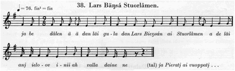 Beskrivning: Lars Bengtson Lapska sånger I note38