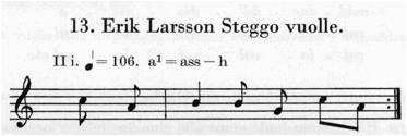 Beskrivning: Erik Larsson Steggo Lapska sånger II note 13